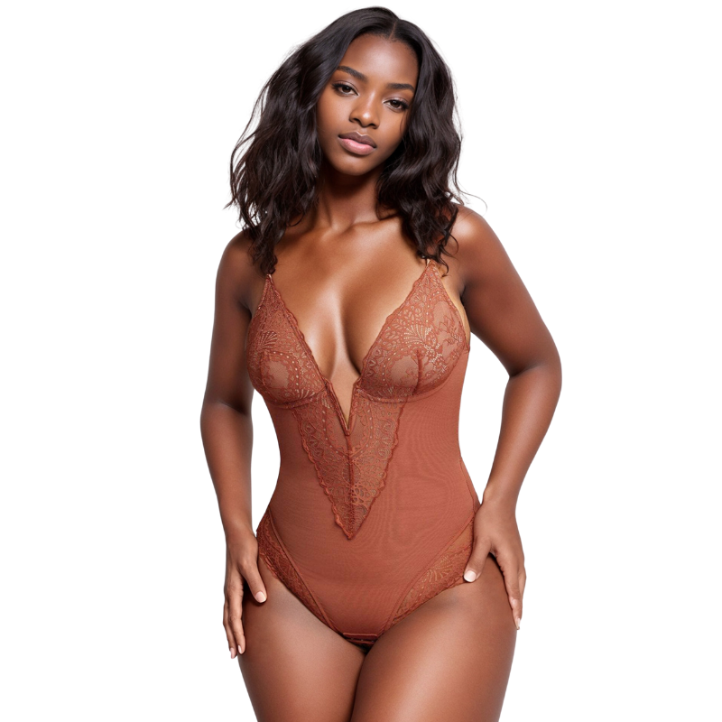 Lace Deep-V Neck Bodysuit